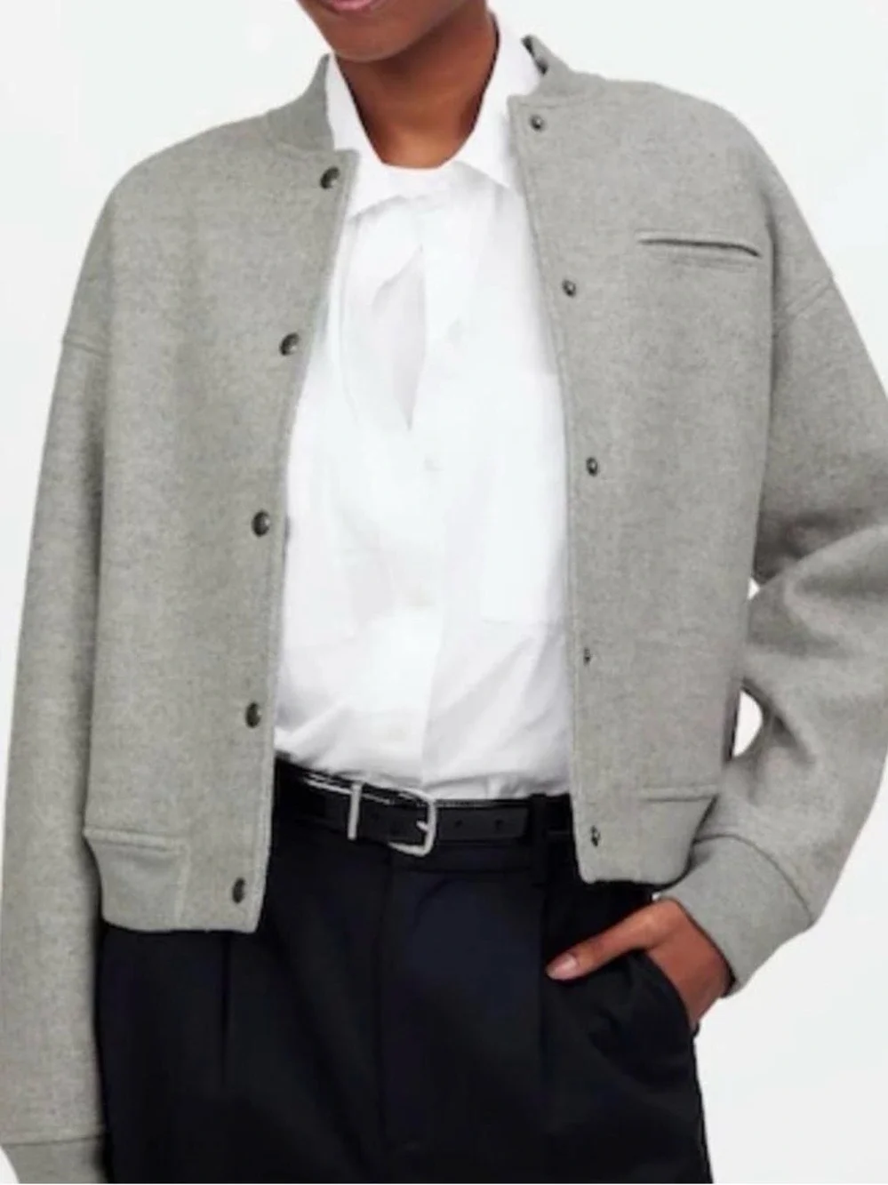 Madewell-Snap Front Bomber Jacket size Small Grey-like new - Picture 1 of 14
